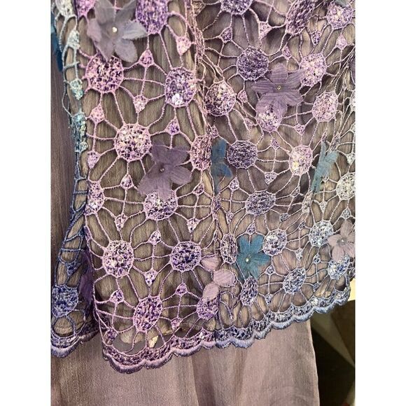 Vtg 2Pc Y2K Handmade Skirt Prom Goth Fairy Beaded‎ Witch Sheer Crochet Size 4-6 - Picture 3 of 14